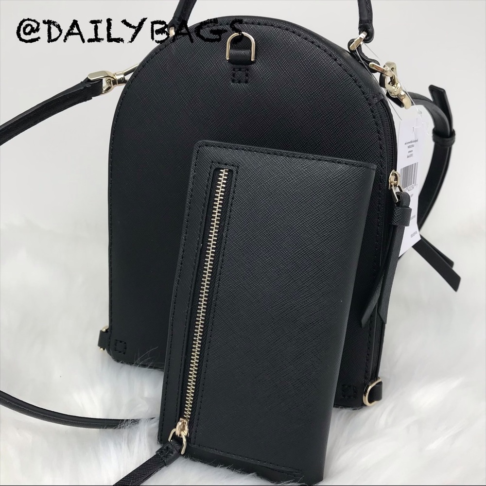 KATE SPADE MINI CONVERTIBLE BACKPACK BLACK WALLET - Picture 4 of 8